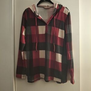 Amana Red, Black, White, And Gray Women's Hoodie Sweatshirt